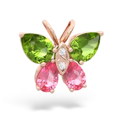 Peridot Butterfly 14K Rose Gold pendant P2215