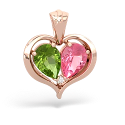 Peridot Two Become One 14K Rose Gold pendant P5330