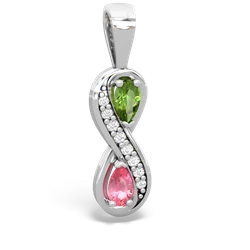 Peridot Diamond Infinity 14K White Gold pendant P5390