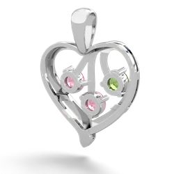 Peridot Glowing Heart 14K White Gold pendant P2233