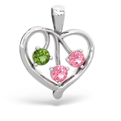 Peridot Glowing Heart 14K White Gold pendant P2233