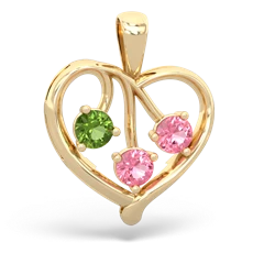 Peridot Glowing Heart 14K Yellow Gold pendant P2233