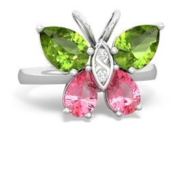 Peridot Butterfly 14K White Gold ring R2215