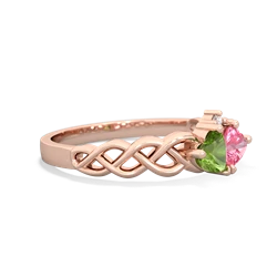 Peridot Heart To Heart Braid 14K Rose Gold ring R5870