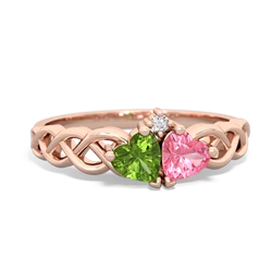 Peridot Heart To Heart Braid 14K Rose Gold ring R5870