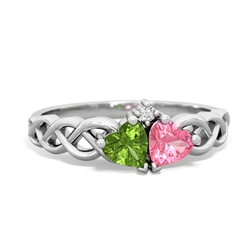 Peridot Heart To Heart Braid 14K White Gold ring R5870