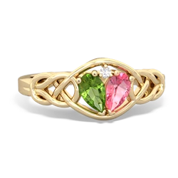 Peridot Celtic Love Knot 14K Yellow Gold ring R5420