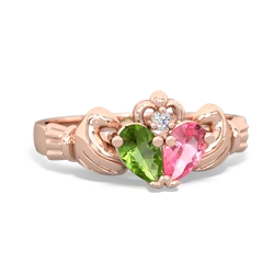 Peridot 'Our Heart' Claddagh 14K Rose Gold ring R2388