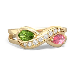 Peridot Diamond Infinity 14K Yellow Gold ring R5390