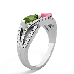 Peridot Diamond Rivers 14K White Gold ring R3070