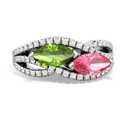 Peridot Diamond Rivers 14K White Gold ring R3070