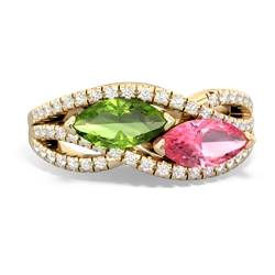 Peridot Diamond Rivers 14K Yellow Gold ring R3070