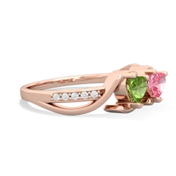 Peridot Side By Side 14K Rose Gold ring R3090