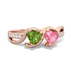 Peridot Side By Side 14K Rose Gold ring R3090