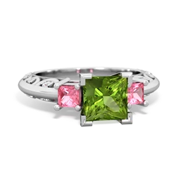 Peridot Eternal Embrace Engagement 14K White Gold ring C2001