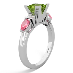 Peridot 6Mm Princess Eternal Embrace Engagement 14K White Gold ring C2002