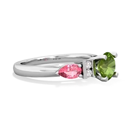 Peridot 6Mm Round Eternal Embrace Engagement 14K White Gold ring R2005