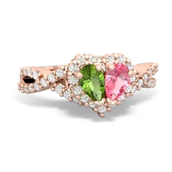 Peridot Diamond Twist 'One Heart' 14K Rose Gold ring R2640HRT