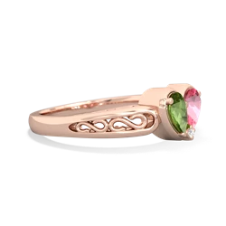 Peridot Filligree 'One Heart' 14K Rose Gold ring R5070