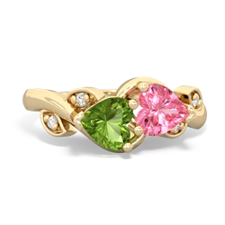 Peridot Floral Elegance 14K Yellow Gold ring R5790