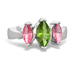 Peridot Three Peeks 14K White Gold ring R2433