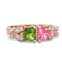 Peridot Diamond Butterflies 14K Rose Gold ring R5601