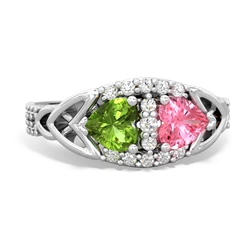 Peridot Sparkling Celtic Knot 14K White Gold ring R2645