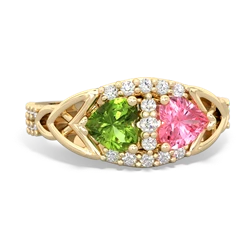 Peridot Sparkling Celtic Knot 14K Yellow Gold ring R2645