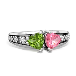 Peridot Heart To Heart 14K White Gold ring R3342