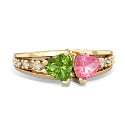 Peridot Heart To Heart 14K Yellow Gold ring R3342