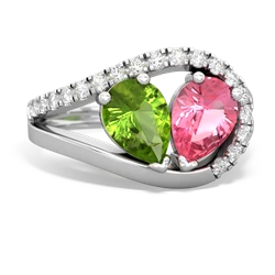 Peridot Nestled Heart Keepsake 14K White Gold ring R5650