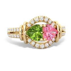 Peridot Art-Deco Keepsake 14K Yellow Gold ring R5630