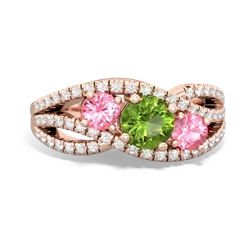 Peridot Three Stone Aurora 14K Rose Gold ring R3080