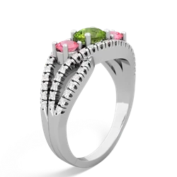 Peridot Three Stone Aurora 14K White Gold ring R3080