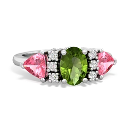 Peridot Antique Style Three Stone 14K White Gold ring R2186