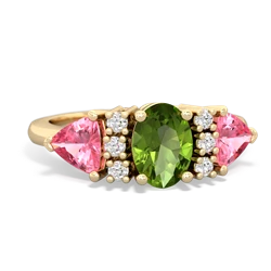 Peridot Antique Style Three Stone 14K Yellow Gold ring R2186