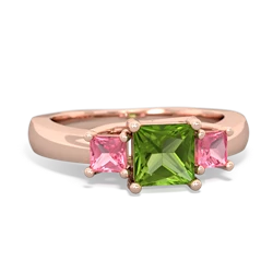 Peridot Three Stone Trellis 14K Rose Gold ring R4015