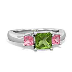 Peridot Three Stone Trellis 14K White Gold ring R4015