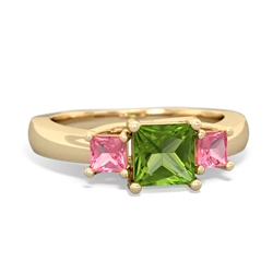 Peridot Three Stone Trellis 14K Yellow Gold ring R4015