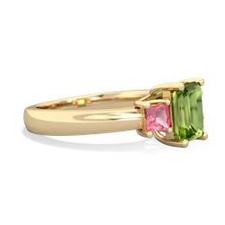 Peridot Three Stone Emerald-Cut Trellis 14K Yellow Gold ring R4021