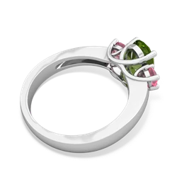 Peridot Three Stone Oval Trellis 14K White Gold ring R4024