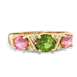 Peridot Hugs And Kisses 14K Yellow Gold ring R5016