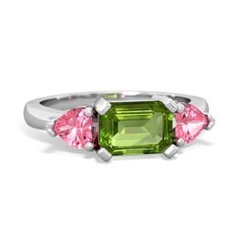 Peridot Three Stone 14K White Gold ring R5235