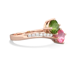 Peridot Channel Set Two Stone 14K Rose Gold ring R5303