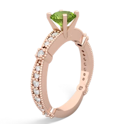 Thumbnail for Peridot Milgrain Antique Style 14K Rose Gold ring R26296RD - side view