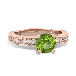 Thumbnail for Peridot Milgrain Antique Style 14K Rose Gold ring R26296RD - top view