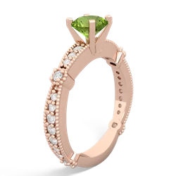 Peridot Sparkling Tiara 6Mm Round 14K Rose Gold ring R26296RD