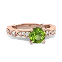 Peridot Sparkling Tiara 6Mm Round 14K Rose Gold ring R26296RD