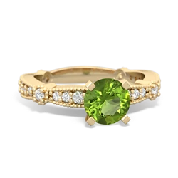 Peridot Sparkling Tiara 6Mm Round 14K Yellow Gold ring R26296RD