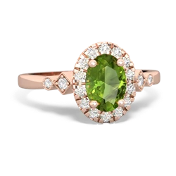 Peridot Antique-Style Halo 14K Rose Gold ring R5720